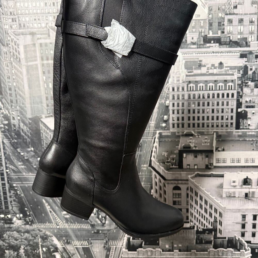 Brand New Naturalizer Extra Wide Calf Black Leather Knee High Boots Size 7.5